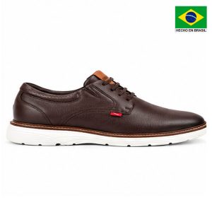 Ferracini zapato casual de cuero hombre, full café 4565 696I hecho en Brasil
